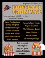 Keyser Gridiron Club Football Carnival set for Saturday at Brooks Park